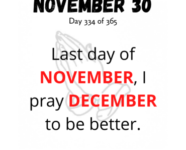 Last day of NOVEMBER, I pray DECEMBER to be better.